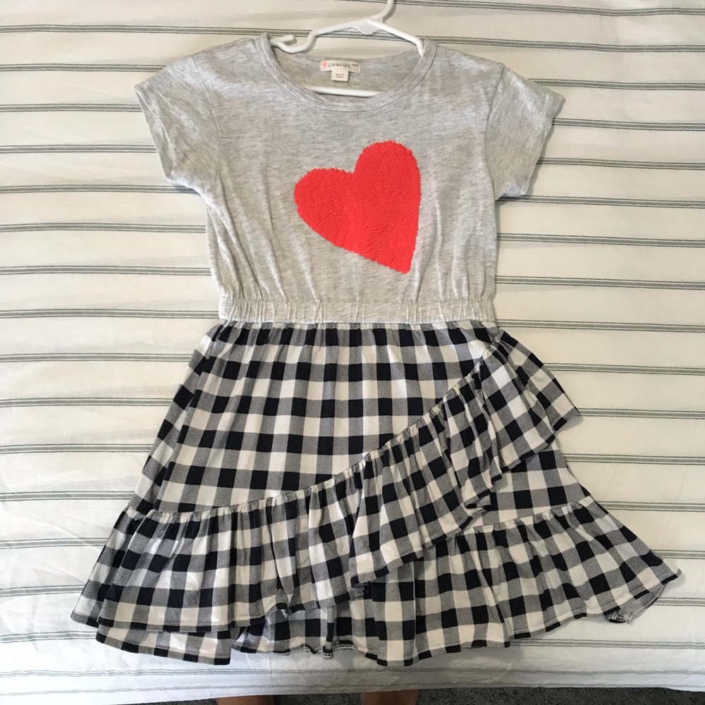 J Crew / Crewcuts Girls Mixed Media Dress Heart Valentine's
